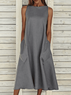 Women's Elegant Solid Color Cotton Dress