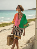 Printed Cotton and Linen Women's V-Neck Skirt