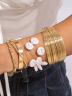 Women's Retro Multi-layer Line Wrap Geometric Open Bracelet Set