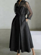 Fashionable And Casual Patchwork Organza Denim Dress