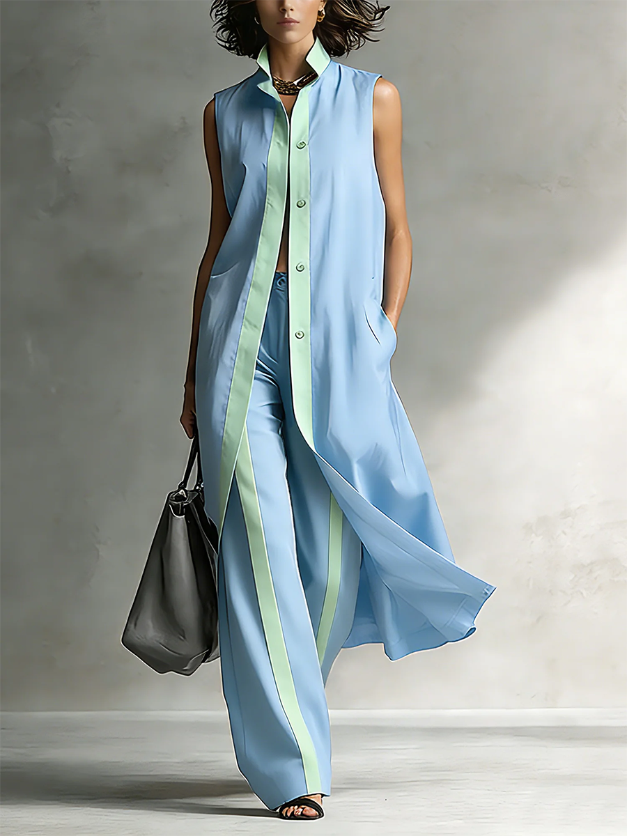 Minimalist Art-Style Decorative Trim Cotton-Linen Two-Piece Set