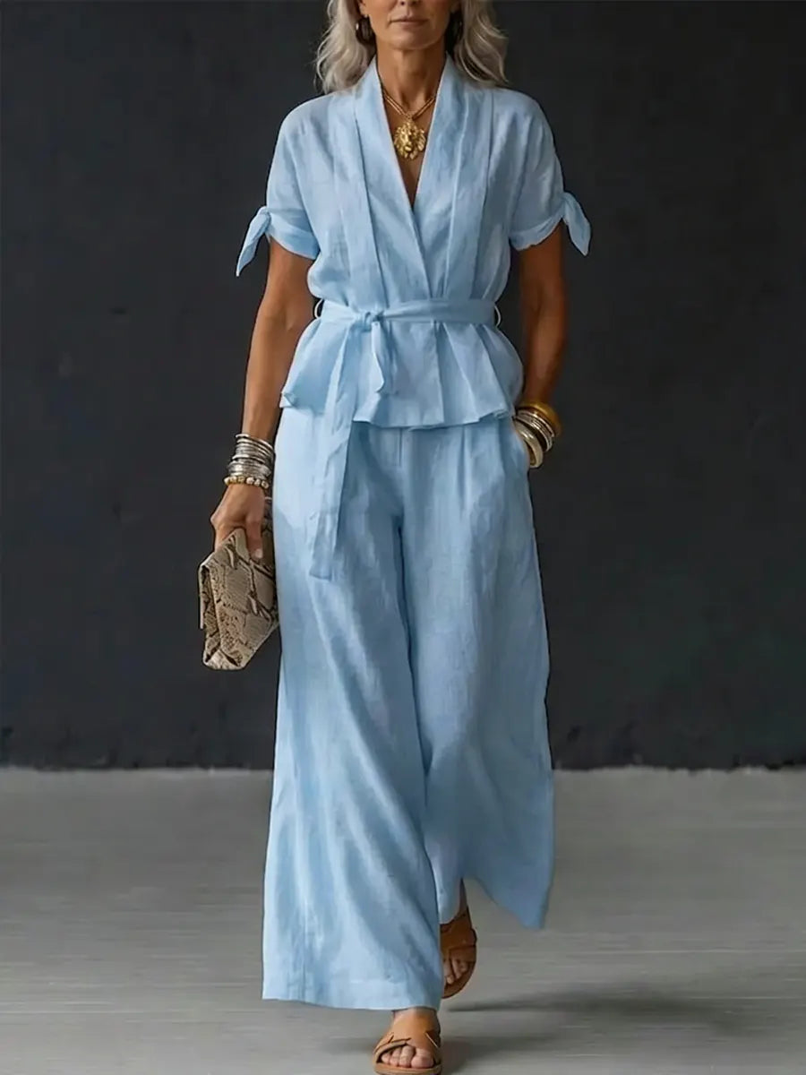 Women's Simple And Elegant Cotton-linen Set