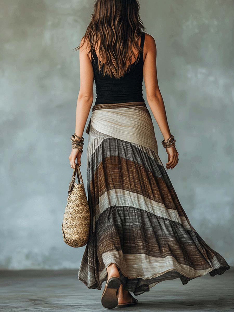 Women's Retro Pattern Art Print Casual Stylish Cotton Skirt