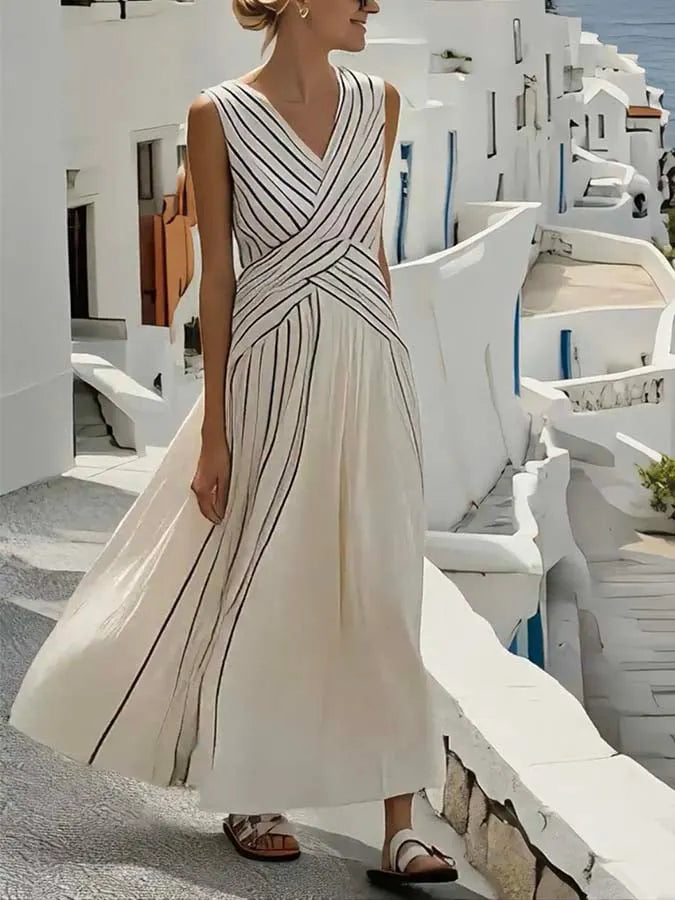 Women'S Loose Striped Print Dress