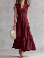 Women's Minimalist Lace Cotton And Linen Dress