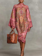 Elegant Loose-fitting Retro Print Dress