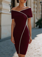 Women's Off-shoulder Short-sleeved Casual Slim-fit Bodycon Dress