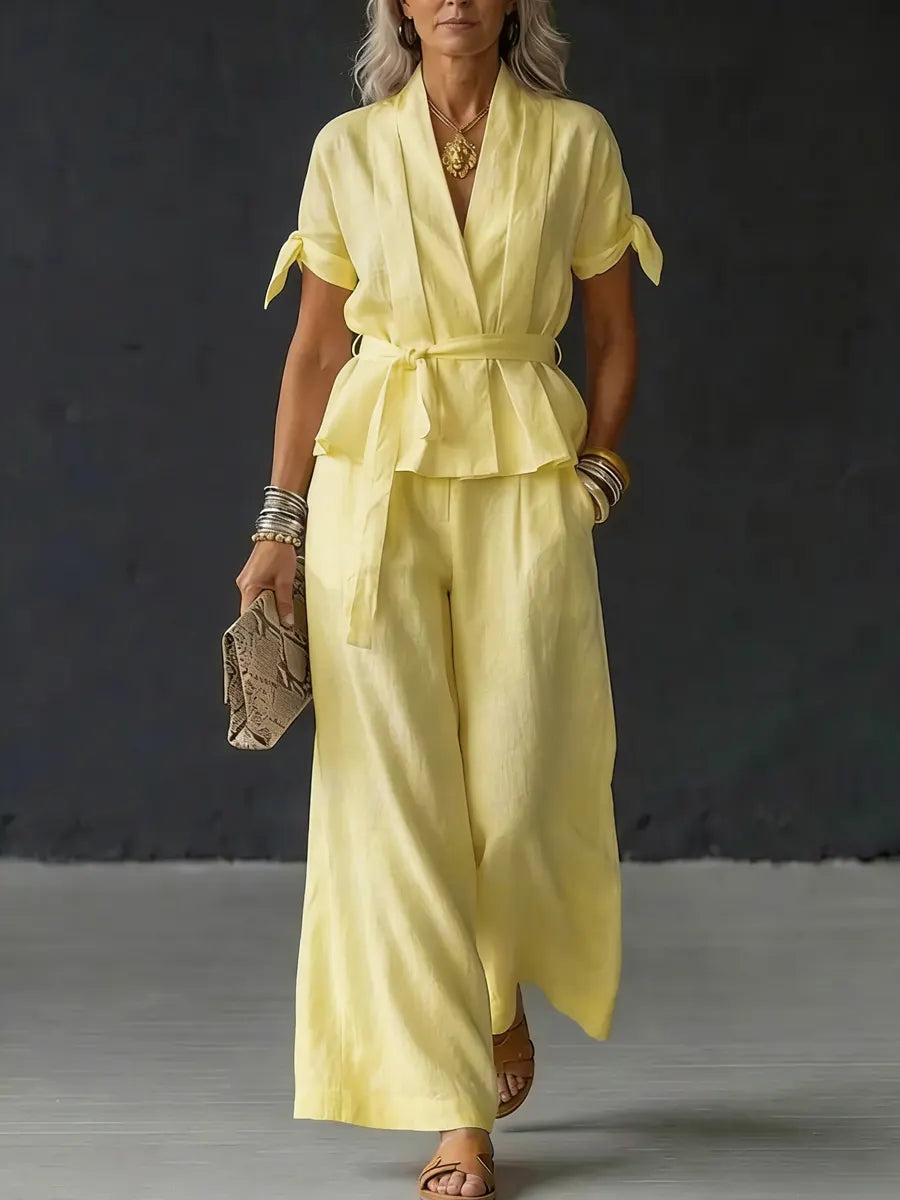 Women's Simple And Elegant Cotton-linen Set