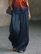 Stylish Elegant Gradient Halter Top And Wide-leg Pants Two-piece Set