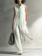 Minimalist Art-Style Decorative Trim Cotton-Linen Two-Piece Set