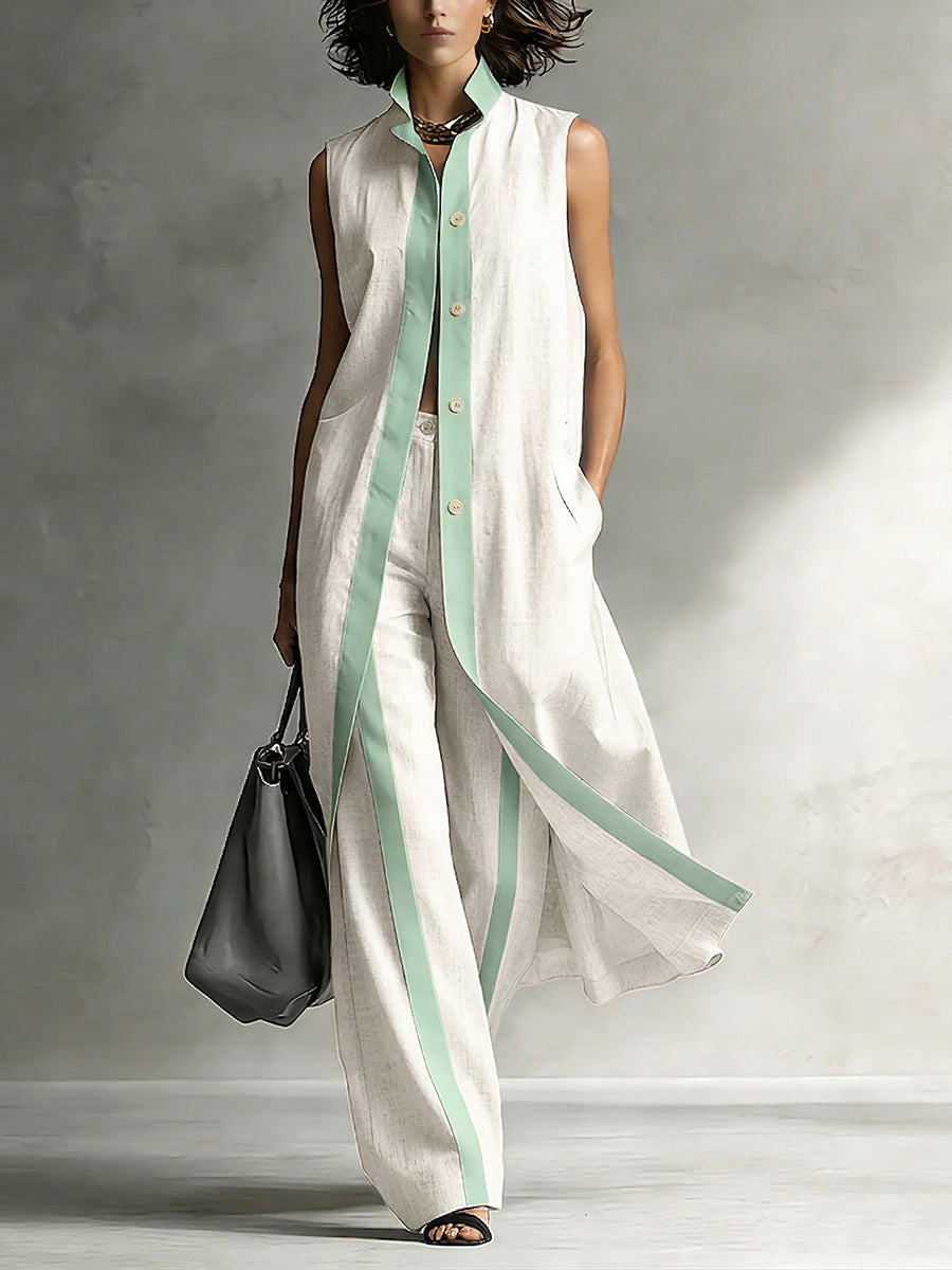 Minimalist Art-Style Decorative Trim Cotton-Linen Two-Piece Set