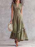 Women's Minimalist Lace Cotton And Linen Dress