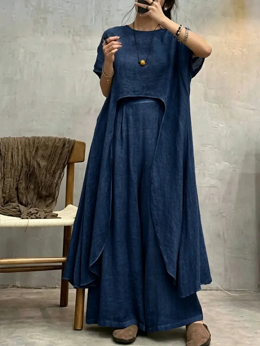 Women's Casual Irregular Design Cotton Linen Set