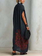 Loose-fit Cotton-linen Shirt Dress With Abstract Print