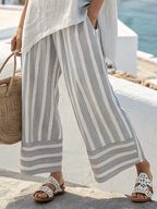 Women'S Loose Striped Casual Elastic Waist Pants Set