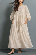 Casual Linen And Cotton Dress
