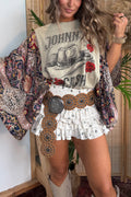 Johnny Cash Mix & Match Tee Taupe Floral