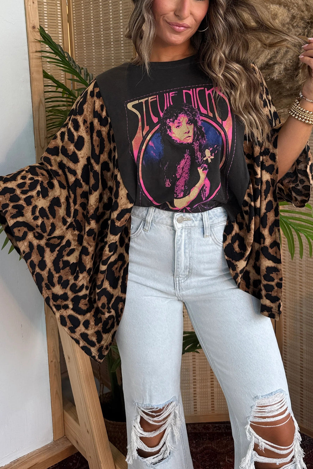 Stevie Nicks Mix & Match Tee Black Cheetah