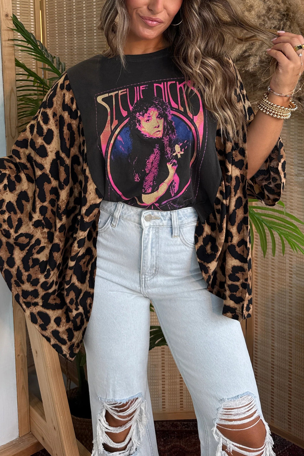 Stevie Nicks Mix & Match Tee Black Cheetah