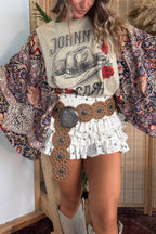 Johnny Cash Mix & Match Tee Taupe Floral