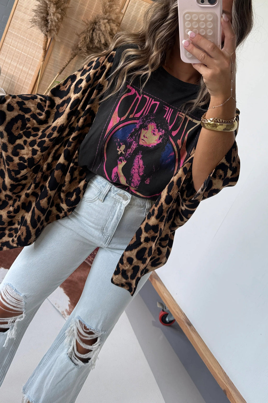 Stevie Nicks Mix & Match Tee Black Cheetah