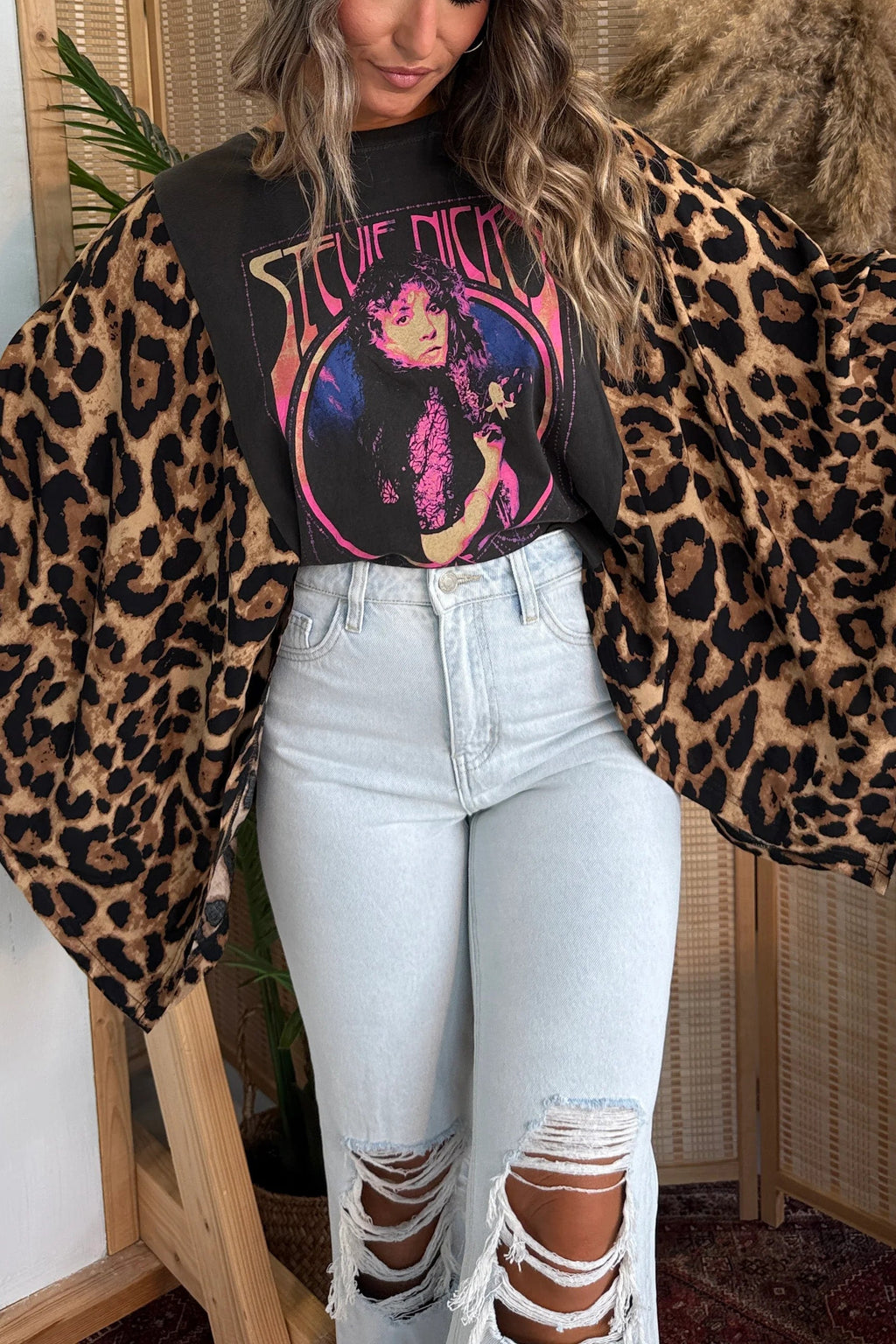 Stevie Nicks Mix & Match Tee Black Cheetah