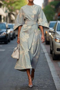 Women's Vintage Elegant Floral Print Midi Dress