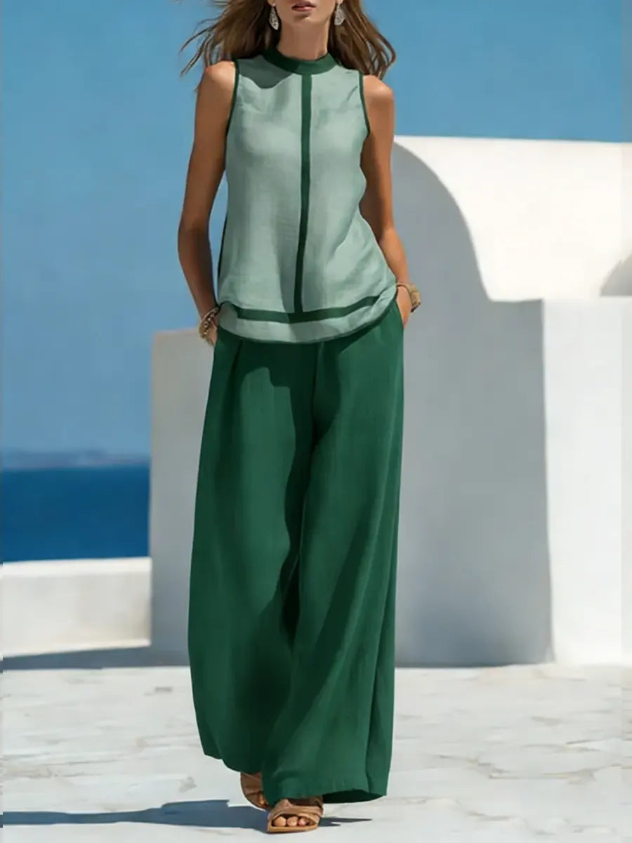 Sleeveless Top And Trousers Set
