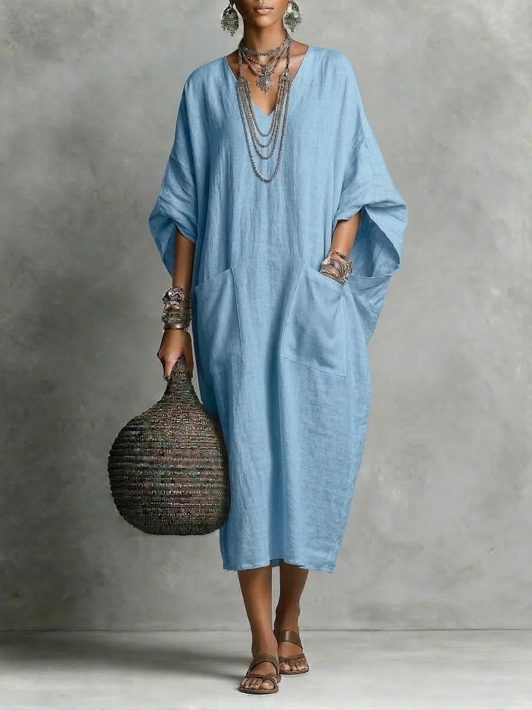 Casual Cotton and Linen Dress
