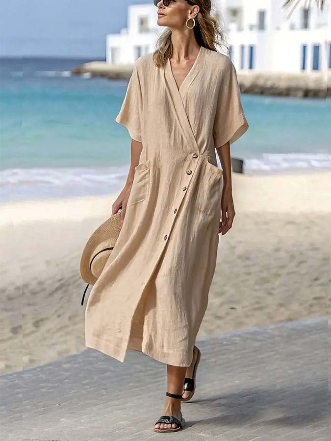 Women'S Loose Solid Color Dress
