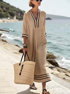 Women'S Loose Striped Print Dress