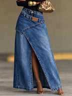 Women's High-waisted Loose-fit Casual Denim Skirt