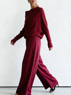 Minimalist Cozy Irregular Sweater And Jumpsuit Set