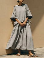 Women's Striped Decorated Bud Skirt Set