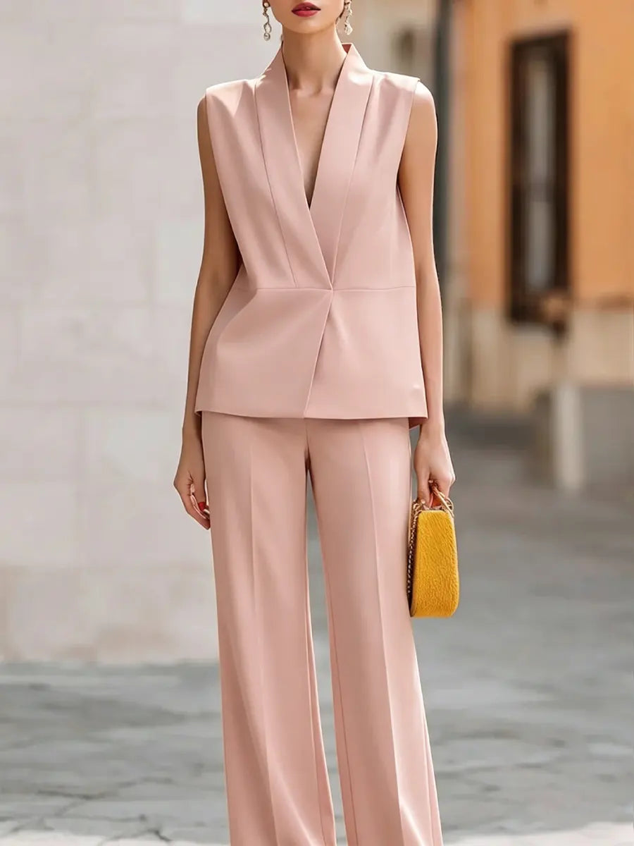 Women's Minimalist Sleeveless Suit Set