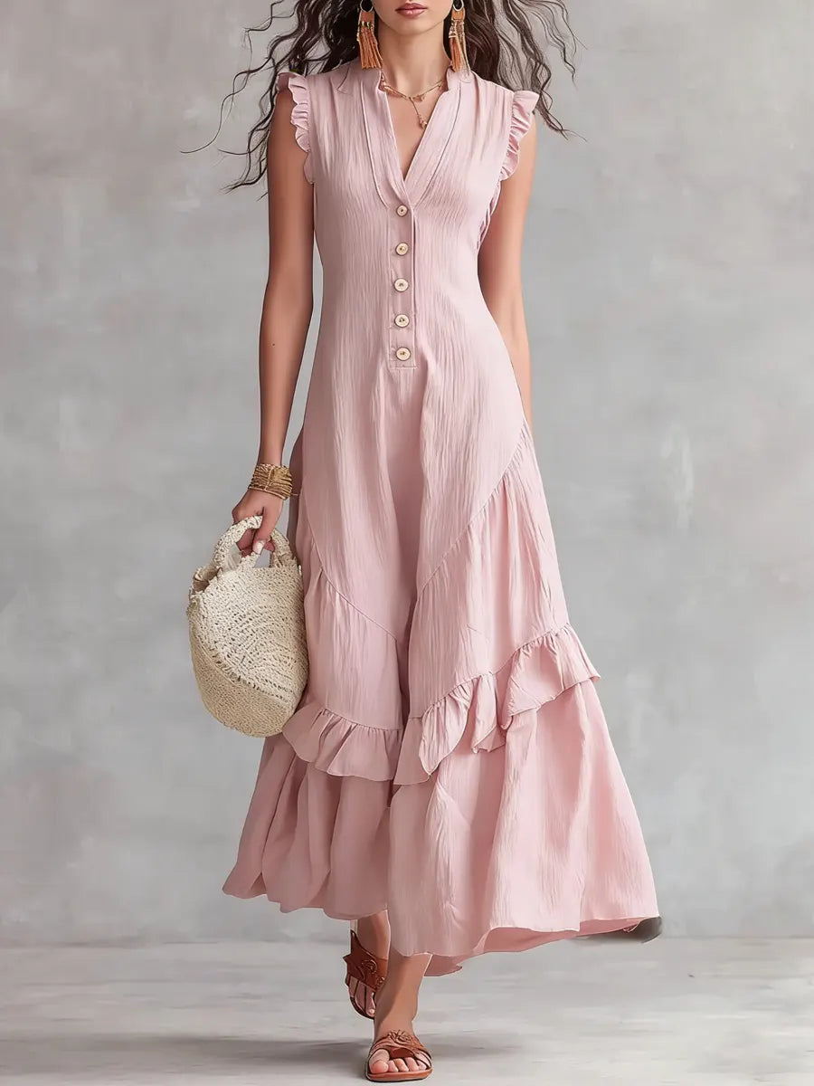 Women's Minimalist Lace Cotton And Linen Dress