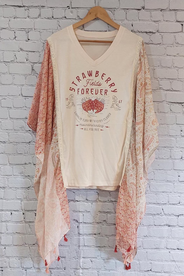 strawberry fields rock V-neck Mix & Match Tee （No Patch）