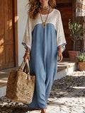 Stylish & Cozy Knit-paneled Denim Dress