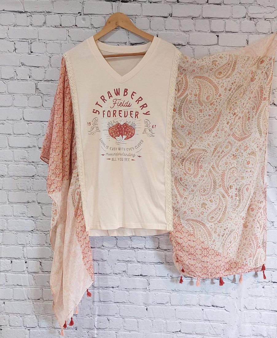 strawberry fields rock V-neck Mix & Match Tee （No Patch）