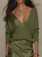 Elegant V-neck Satin Slip Dress