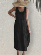 Elegant Round Neck Sleeveless Maxi Dress