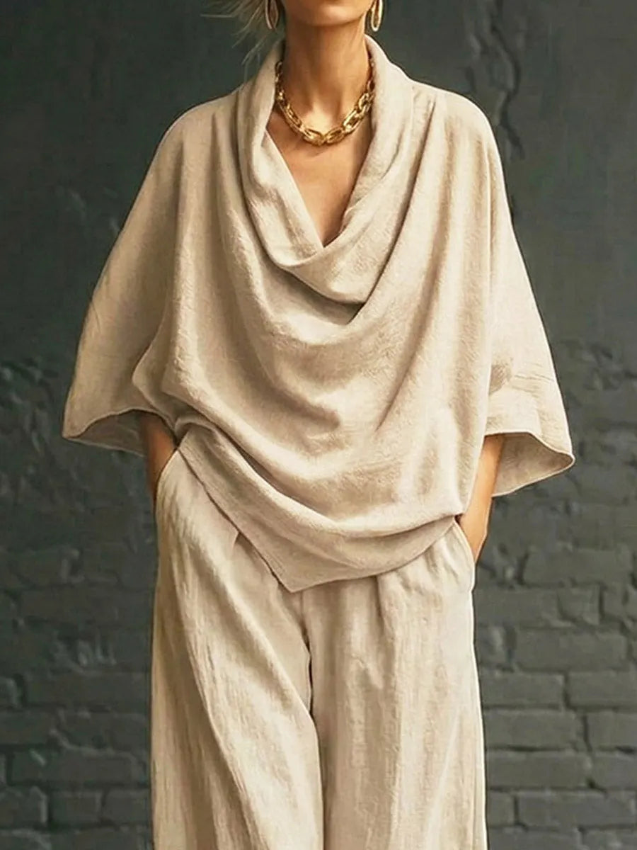 Women's Art Comfortable Casual Stylish Top And Pants Cotton Linen Two-piece Set