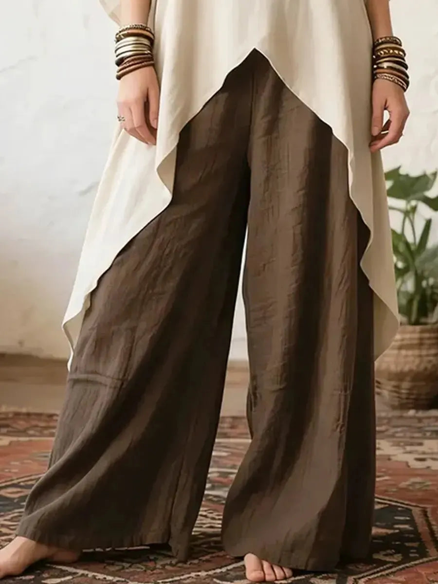 Women's Ethnic Comfortable Loose Top + Pants Cotton Linen Two-piece Set