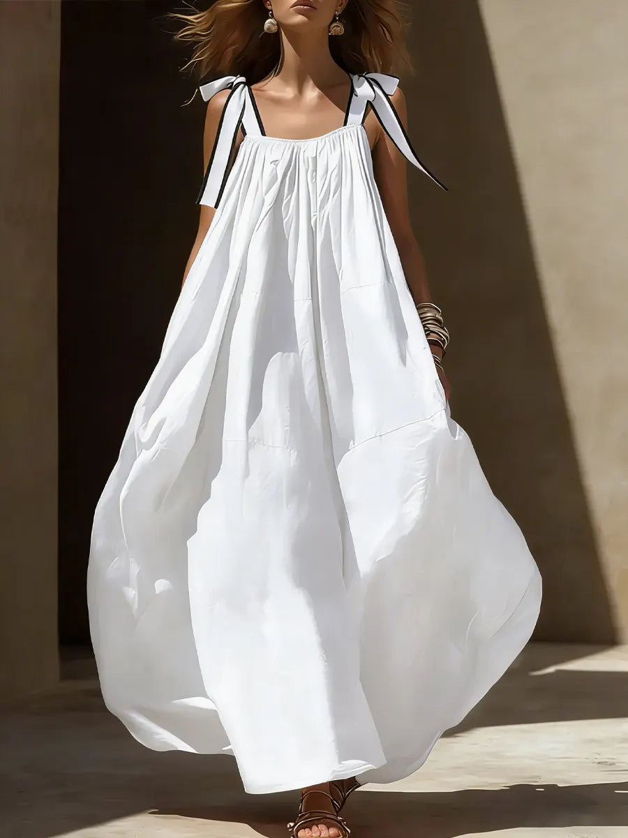 Women's Casual Vacation Style Spaghetti Strap Tie Dress