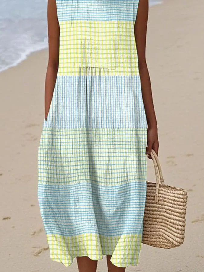 Women's Casual Irregular Striped Sleeveless Dress
