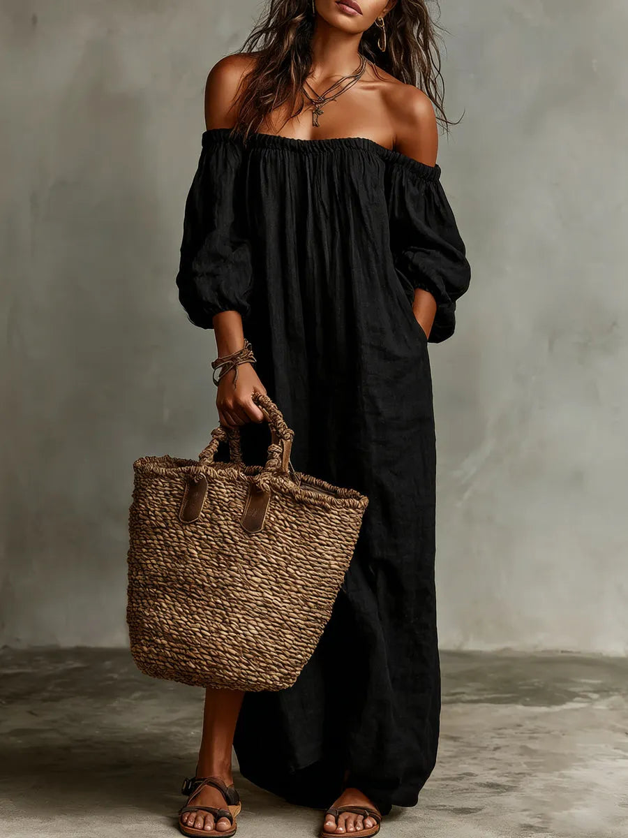 Women's Minimalist Casual Off-shoulder Dress