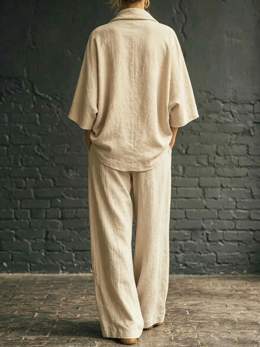 Women's Art Comfortable Casual Stylish Top And Pants Cotton Linen Two-piece Set