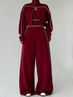 Casual And Cozy Cotton Zip-up Jacket And Jumpsuit Two-piece Set