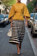 Women's Elegant Geometric Abstract Art Print Midi Dress