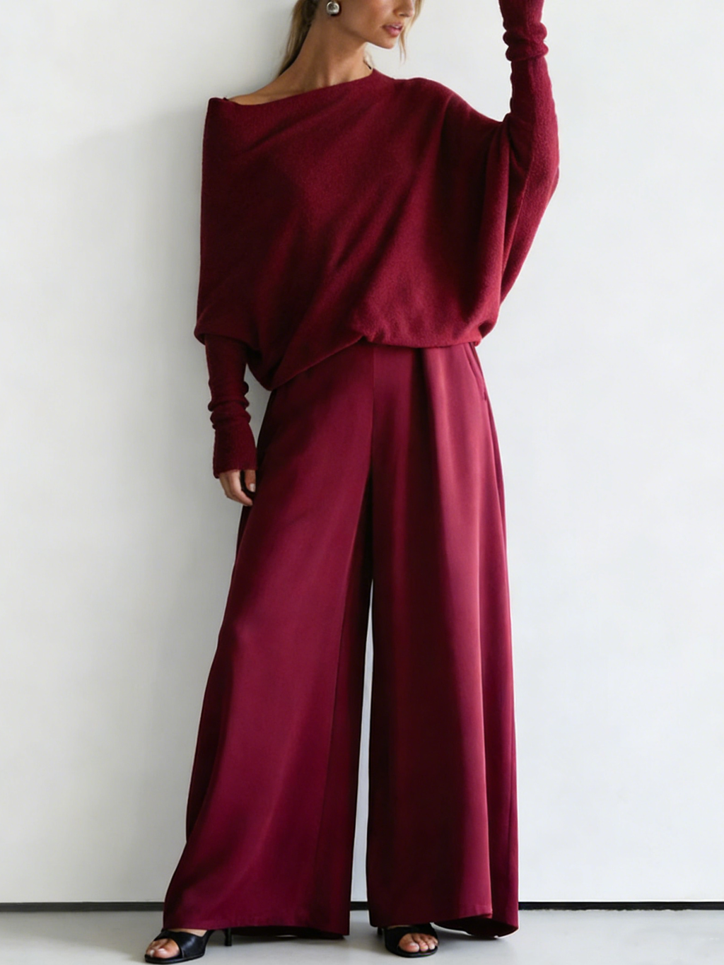 Minimalist Cozy Irregular Sweater And Jumpsuit Set
